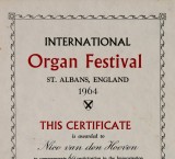 <p>Certificaat International Organ Festival St. Albans, 1964</p>