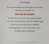 <p>Diploma Internationaal Orgel Improvisatieconcours Haarlem, 1963</p>